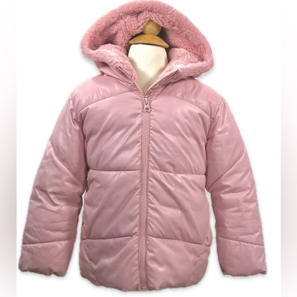 United Colors of Benetton Pink Girls Winter Coat Faux Fur Lined Size XS (4-5 y)